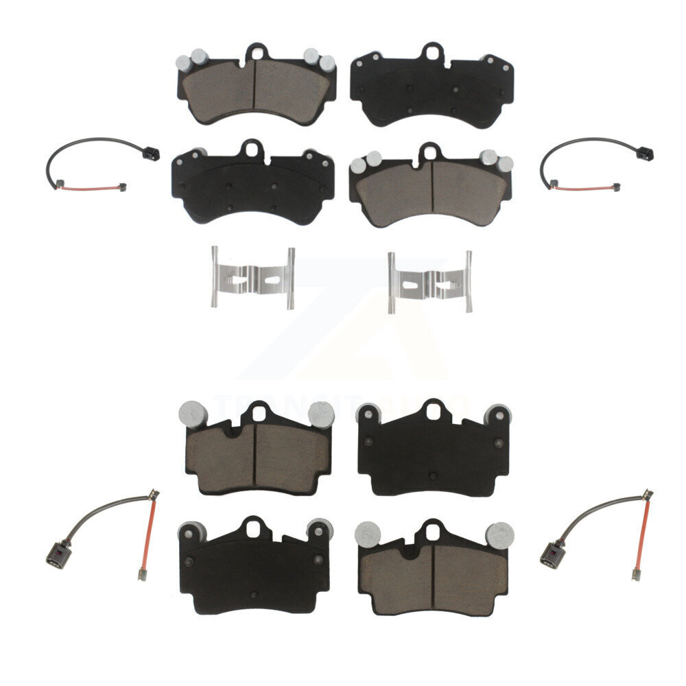 Front Rear Ceramic Disc Brake Pads And Wear Sensors Kit For Porsche Cayenne KCW-100213