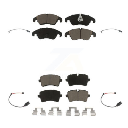 Front Rear Ceramic Disc Brake Pads And Wear Sensors Kit For 2012 Audi A6 KCW-100234