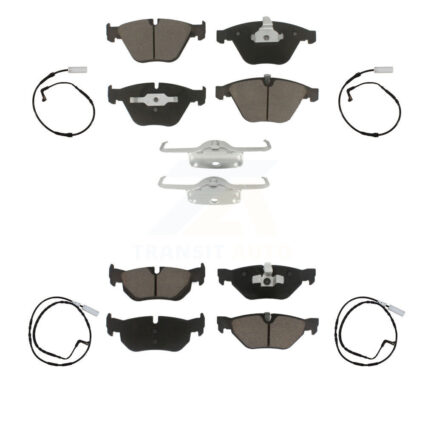 Front Rear Ceramic Disc Brake Pads And Wear Sensors Kit For 2008 BMW 328i 3.0L KCW-100259
