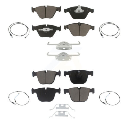 Front Rear Ceramic Disc Brake Pads And Wear Sensors Kit For 2010 BMW 535i Base with 3.0L KCW-100290