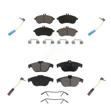 Front Rear Ceramic Disc Brake Pads And Wear Sensors Kit For 2012 Mercedes-Benz C250 1.8L KCW-100306