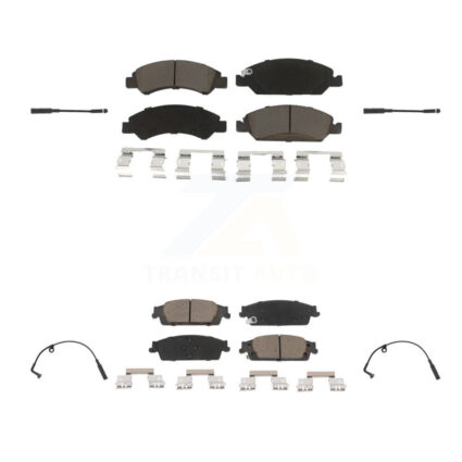 Front Rear Ceramic Brake Pad & Wear Sensor Kit For Chevrolet Silverado 1500 LD GMC Sierra KCW-100312