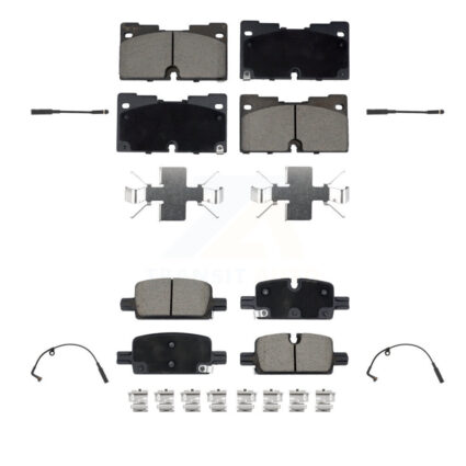 Front Rear Ceramic Brake Pad & Wear Sensor Kit For GMC Chevrolet Silverado 1500 Sierra XL KCW-100313