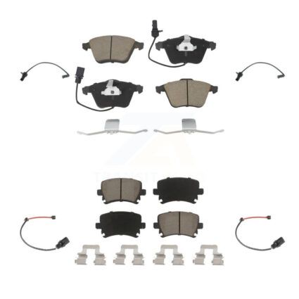 Front Rear Ceramic Disc Brake Pads And Extra Wear Sensors Kit For 2011 Audi A6 KCW-100336