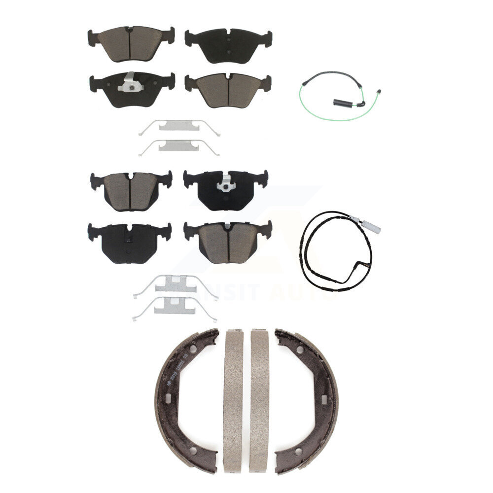 Front Rear Ceramic Disc Brake Pads And Wear Sensors Kit (5Pc) For 2005 BMW 330xi 3.0L KCW-100340