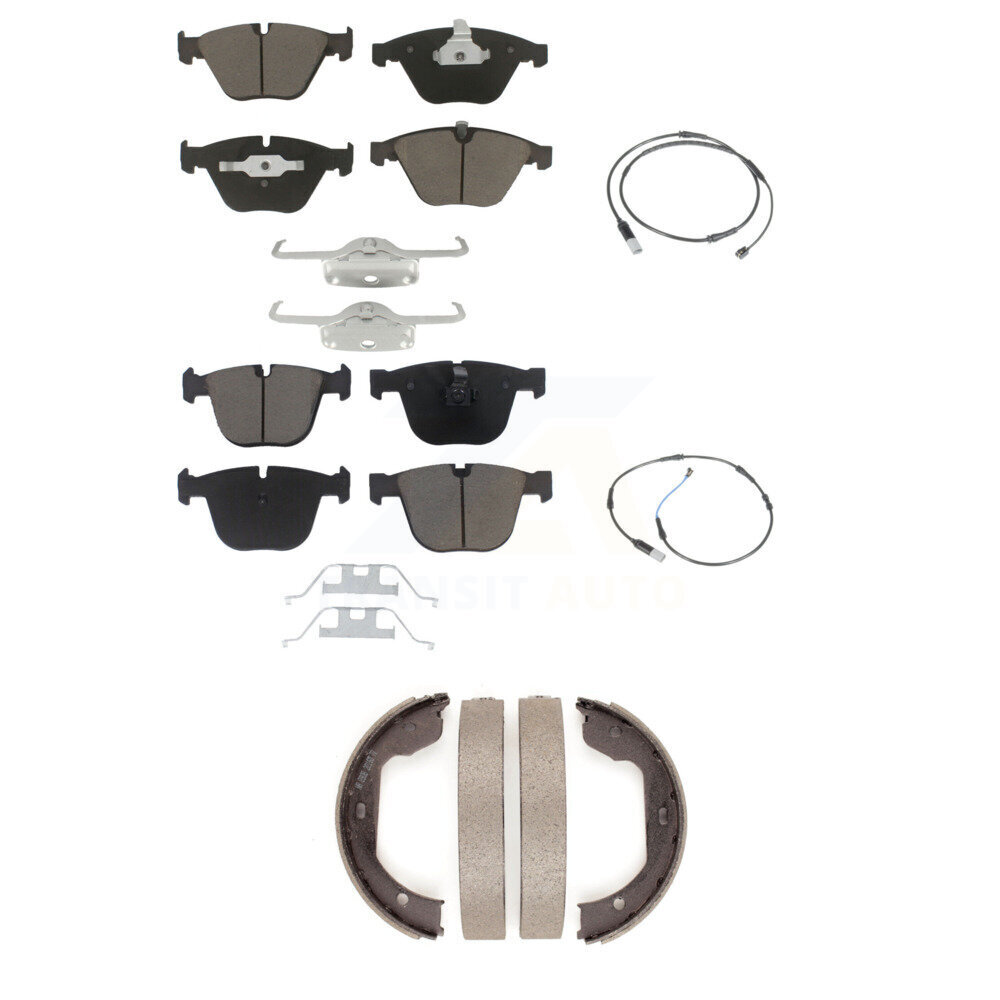 Front Rear Ceramic Disc Brake Pads Wear Sensor Kit (5Pc) For 2010 BMW 535i Base with 3.0L KCW-100386