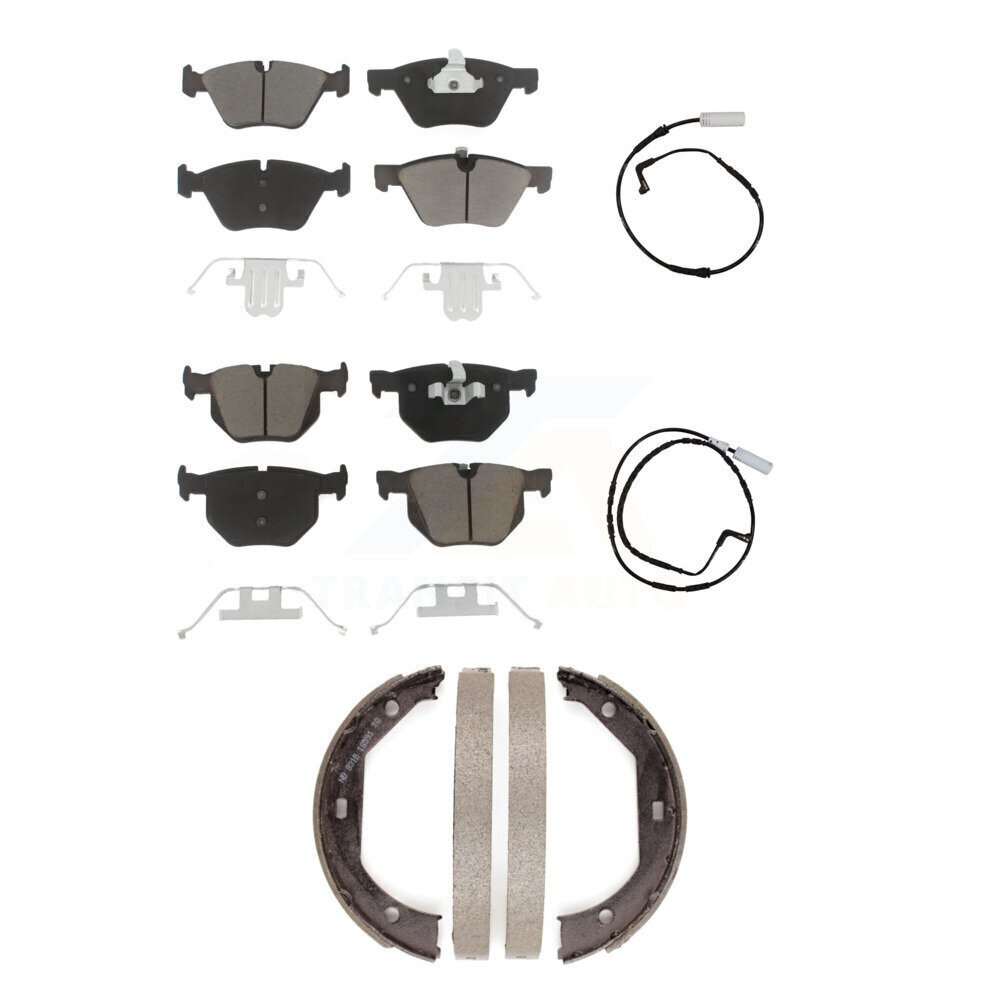 Front Rear Ceramic Disc Brake Pads And Wear Sensors Kit (5Pc) For 2006 BMW 330i KCW-100387