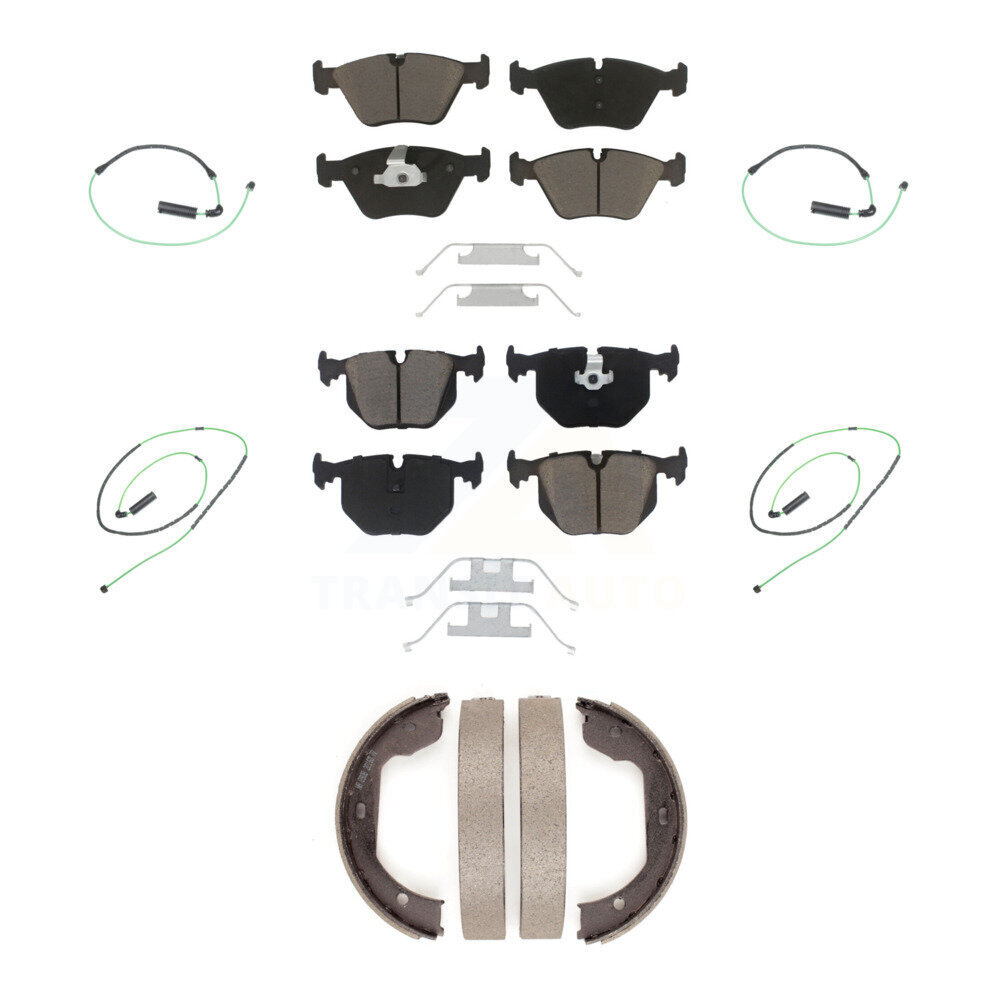 Front Rear Ceramic Disc Brake Pads And Wear Sensors Kit (7Pc) For 2005-2006 BMW M3 3.2L KCW-100397