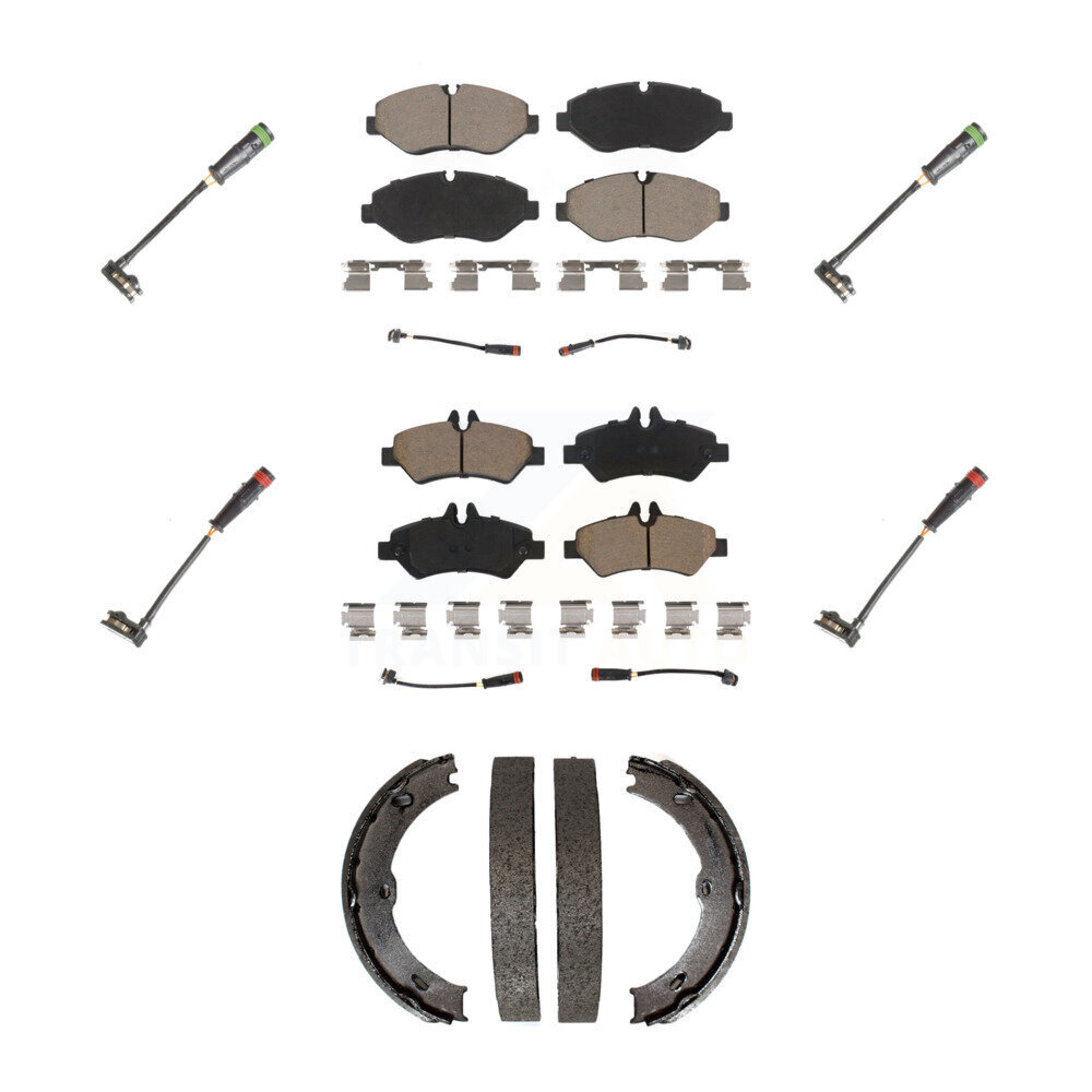 Front Rear Ceramic Brake Pads Extra Wear Sensor Kit (7Pc) For Sprinter 2500 Mercedes-Benz KCW-100419