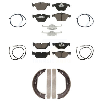 Front Rear Ceramic Brake Pads Wear Sensor Kit (7Pc) For 13 BMW X1 xDrive28i with AWD 2.0L KCW-100426