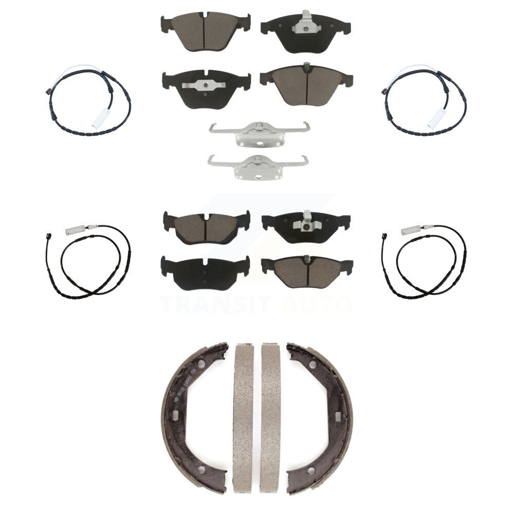 Front Rear Ceramic Brake Pads Wear Sensor Kit (7Pc) For 13 BMW X1 xDrive28i with AWD 2.0L KCW-100426