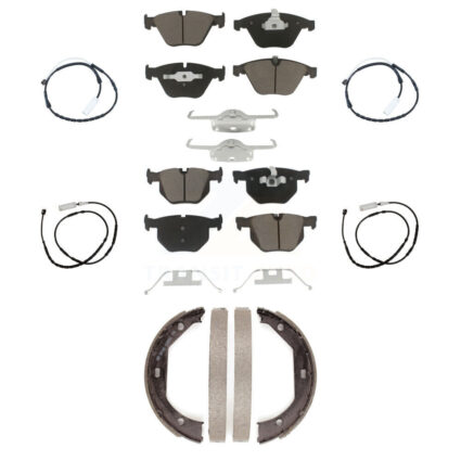 Front Rear Ceramic Brake Pads Wear Sensor Kit (7Pc) For 13 BMW X1 xDrive35i with AWD 3.0L KCW-100428