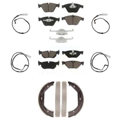 Front Rear Ceramic Disc Brake Pads And Wear Sensors Kit (7Pc) For BMW 328i KCW-100432