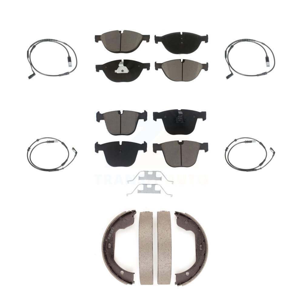 Front Rear Ceramic Disc Brake Pads And Wear Sensors Kit (7Pc) For 2009 BMW 750i 750Li KCW-100441