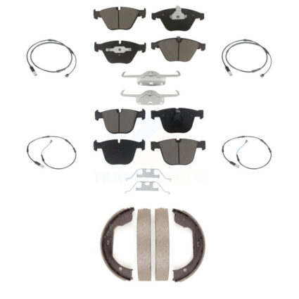 Front Rear Ceramic Disc Brake Pads Wear Sensor Kit (7Pc) For 2010 BMW 535i Base with 3.0L KCW-100442