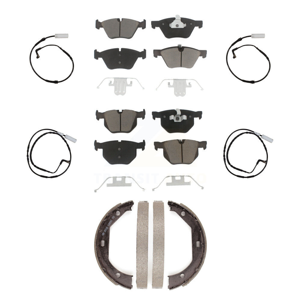 Front Rear Ceramic Disc Brake Pads And Wear Sensors Kit (7Pc) For 2006 BMW 330i KCW-100443