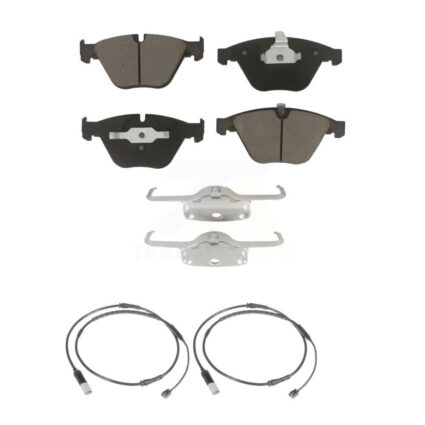 Front Ceramic Disc Brake Pads And Wear Sensor Pairs Kit For 2010 BMW 535i Base with 3.0L KCW-100730