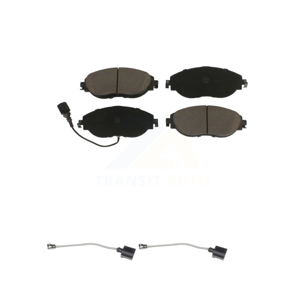 Front Ceramic Brake Pads Extra Wear Sensor Pair Kit For Volkswagen Tiguan Jetta Audi Q3 R KCW-100755