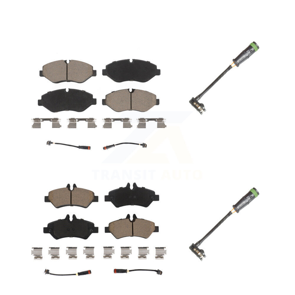 Front Rear Ceramic Brake Pad & Extra Wear Sensor Kit For 10-18 Freightliner Sprinter 2500 KCW-101010