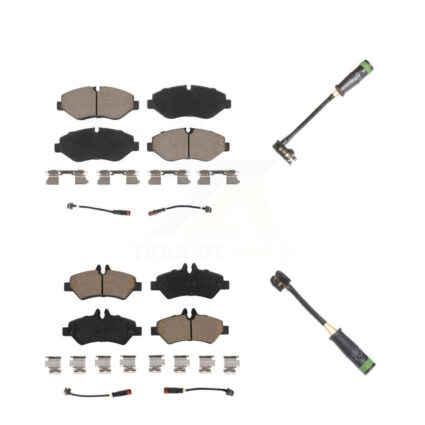Front Rear Ceramic Disc Brake Pads & Extra Wear Sensor Kit For Freightliner Sprinter 2500 KCW-101011