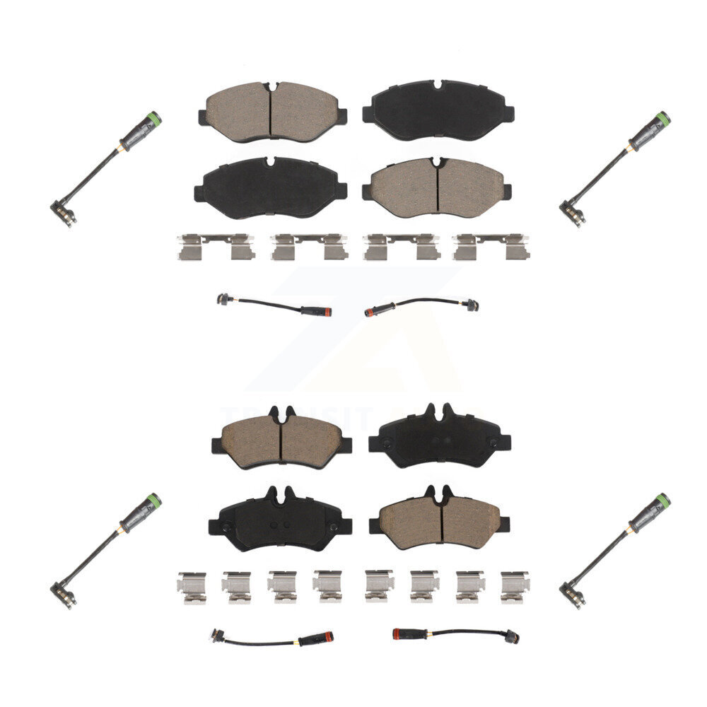 Front Rear Ceramic Brake Pad & Extra Wear Sensor Kit For 10-18 Freightliner Sprinter 2500 KCW-101030