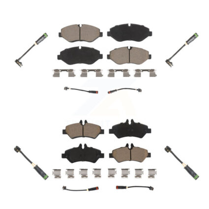 Front Rear Ceramic Disc Brake Pads & Extra Wear Sensor Kit For Freightliner Sprinter 2500 KCW-101032