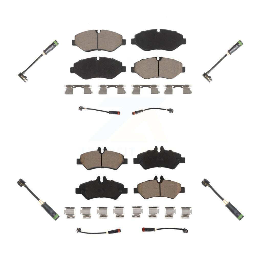 Front Rear Ceramic Disc Brake Pads & Extra Wear Sensor Kit For Freightliner Sprinter 2500 KCW-101032