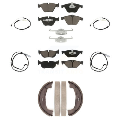 Front Rear Ceramic Brake Pads Wear Sensor Kit (7Pc) For 11 BMW 328i Sedan Coupe with 3.0L KCW-101051