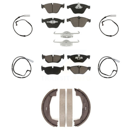 Front Rear Ceramic Brake Pads Wear Sensor Kit (7Pc) For 08 BMW 328i Sedan Coupe with 3.0L KCW-101052