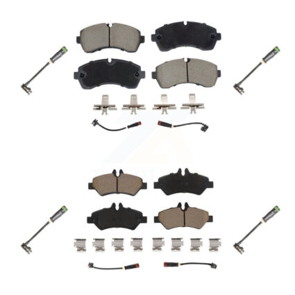 Front Rear Ceramic Disc Brake Pads & Extra Wear Sensor Kit For Freightliner Sprinter 3500 KCW-101104