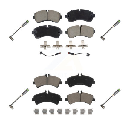 Front Rear Ceramic Disc Brake Pads & Extra Wear Sensor Kit For Freightliner Sprinter 3500 KCW-101105