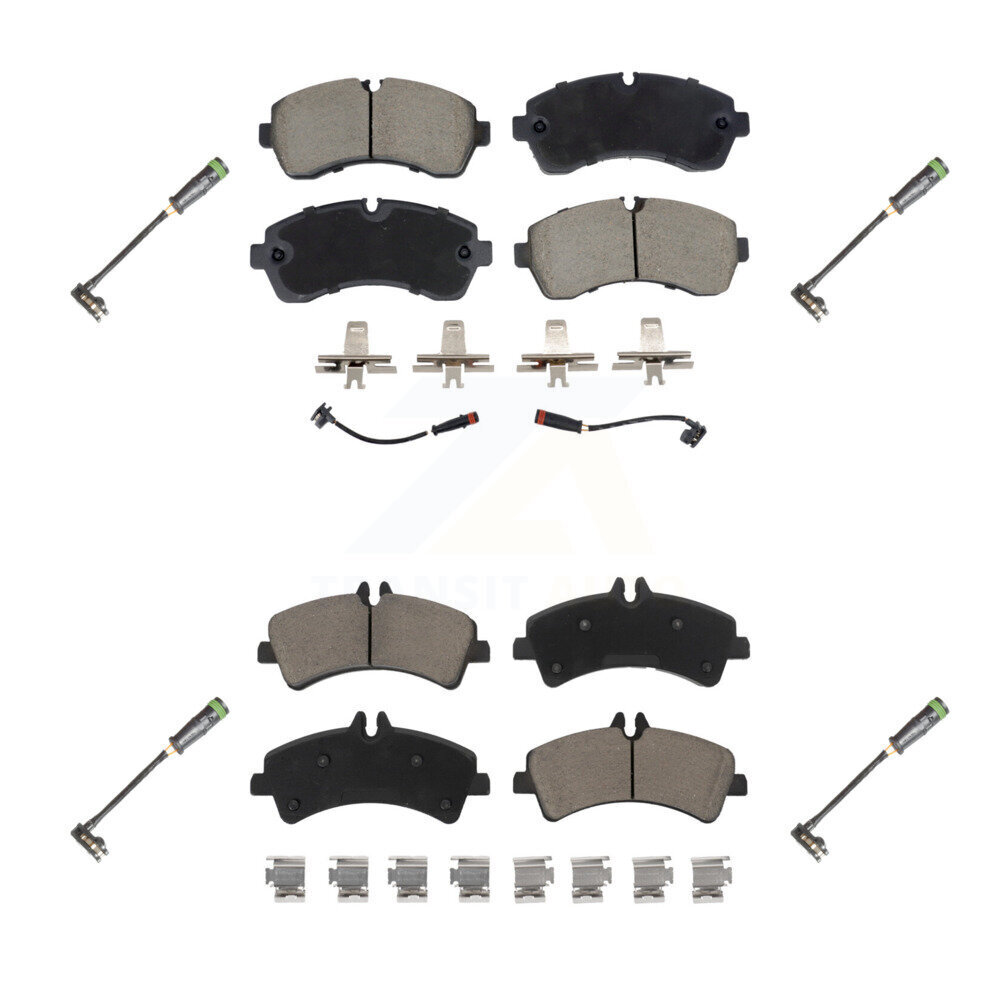 Front Rear Ceramic Disc Brake Pads & Extra Wear Sensor Kit For Freightliner Sprinter 3500 KCW-101105