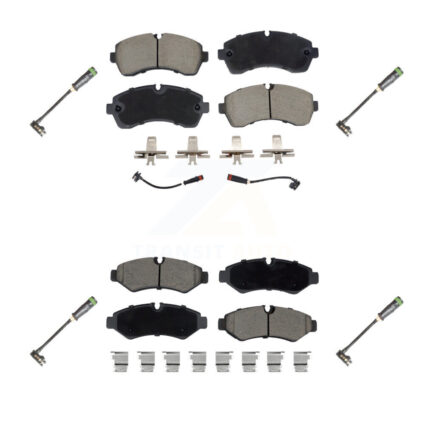 Front Rear Ceramic Brake Pads & Extra Wear Sensor Kit For Freightliner Sprinter 2500 3500 KCW-101111