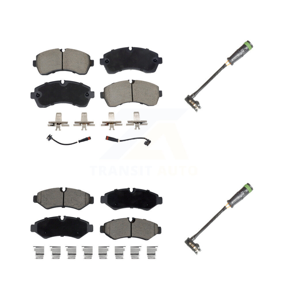 Front Rear Ceramic Brake Pads & Extra Wear Sensor Kit For Freightliner Sprinter 2500 3500 KCW-101134
