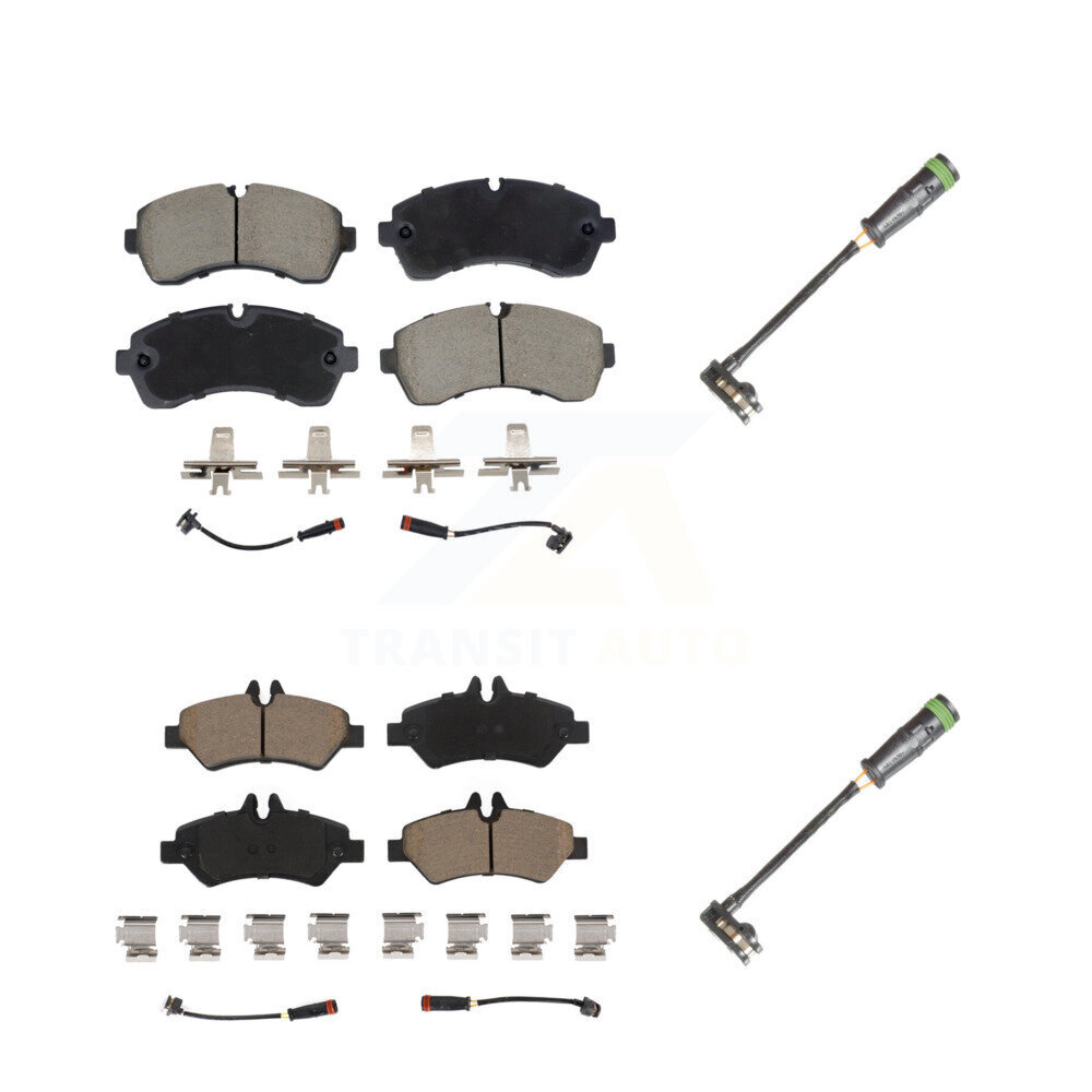 Front Rear Ceramic Disc Brake Pads & Extra Wear Sensor Kit For Freightliner Sprinter 3500 KCW-101144