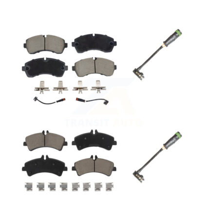 Front Rear Ceramic Disc Brake Pads & Extra Wear Sensor Kit For Freightliner Sprinter 3500 KCW-101145