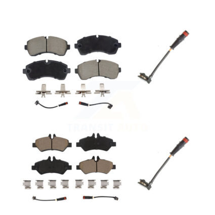 Front Rear Ceramic Disc Brake Pad Extra Wear Sensor Kit For 2009 Dodge Sprinter 3500 3.0L KCW-101150