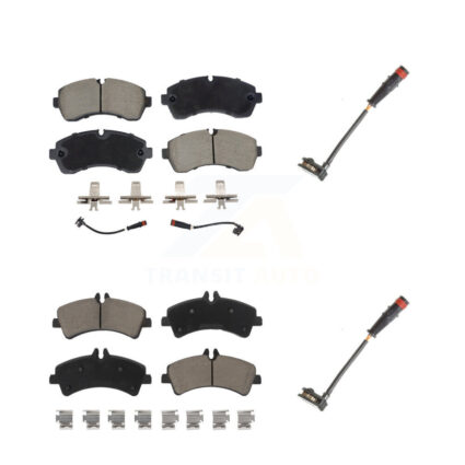 Front Rear Ceramic Disc Brake Pad Extra Wear Sensor Kit For 2009 Dodge Sprinter 3500 3.0L KCW-101151