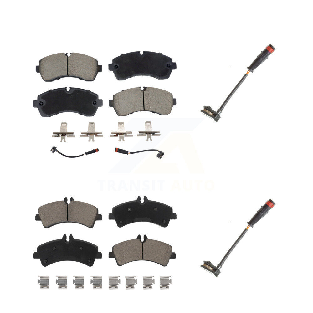 Front Rear Ceramic Disc Brake Pad Extra Wear Sensor Kit For 2009 Dodge Sprinter 3500 3.0L KCW-101151