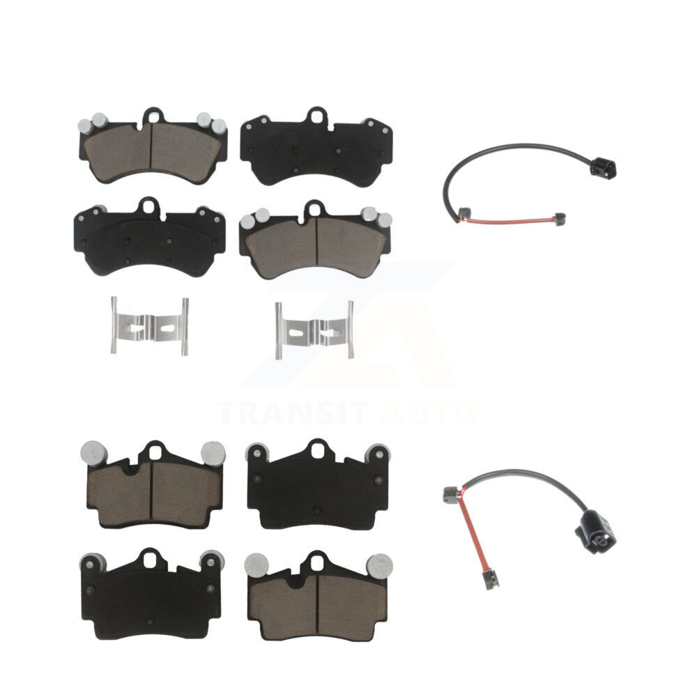 Front Rear Ceramic Disc Brake Pads And Wear Sensors Kit For Porsche Cayenne KCW-101158