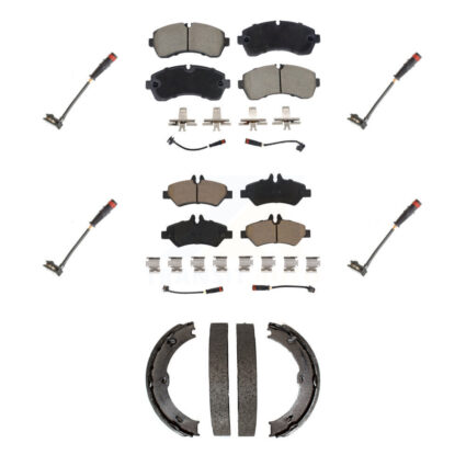Front Rear Ceramic Brake Pads Extra Wear Sensor Kit (7Pc) For 09 Dodge Sprinter 3500 3.0L KCW-101269