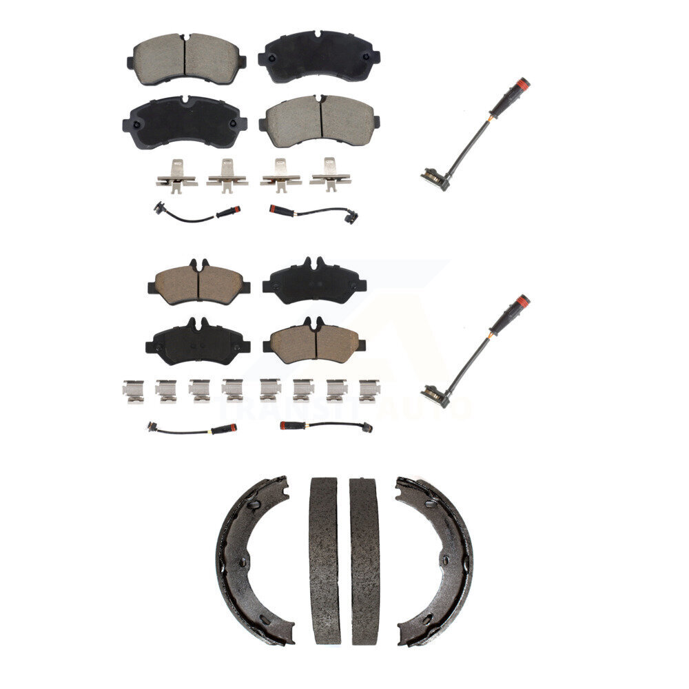 Front Rear Ceramic Brake Pads Extra Wear Sensor Kit (5Pc) For 09 Dodge Sprinter 3500 3.0L KCW-101272