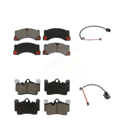Front Rear Ceramic Disc Brake Pads And Wear Sensors Kit For Porsche Cayenne KCW-101292