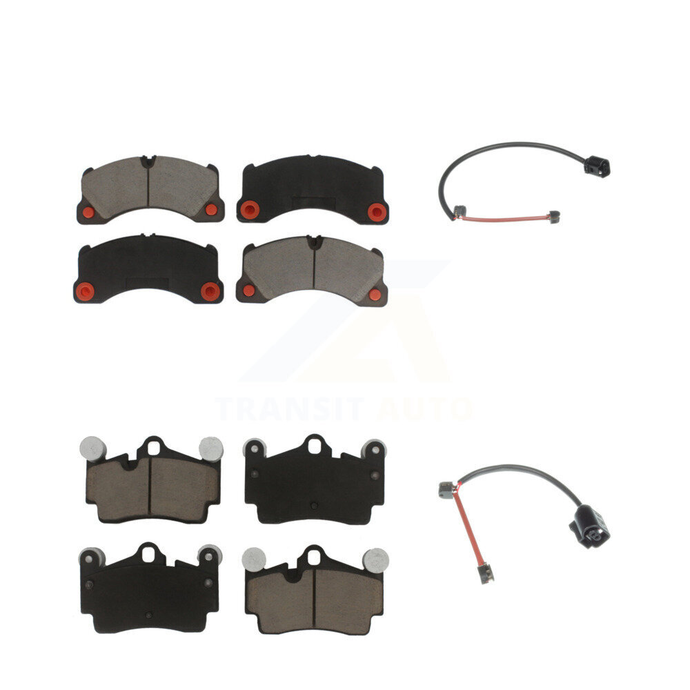 Front Rear Ceramic Disc Brake Pads And Wear Sensors Kit For Porsche Cayenne KCW-101292