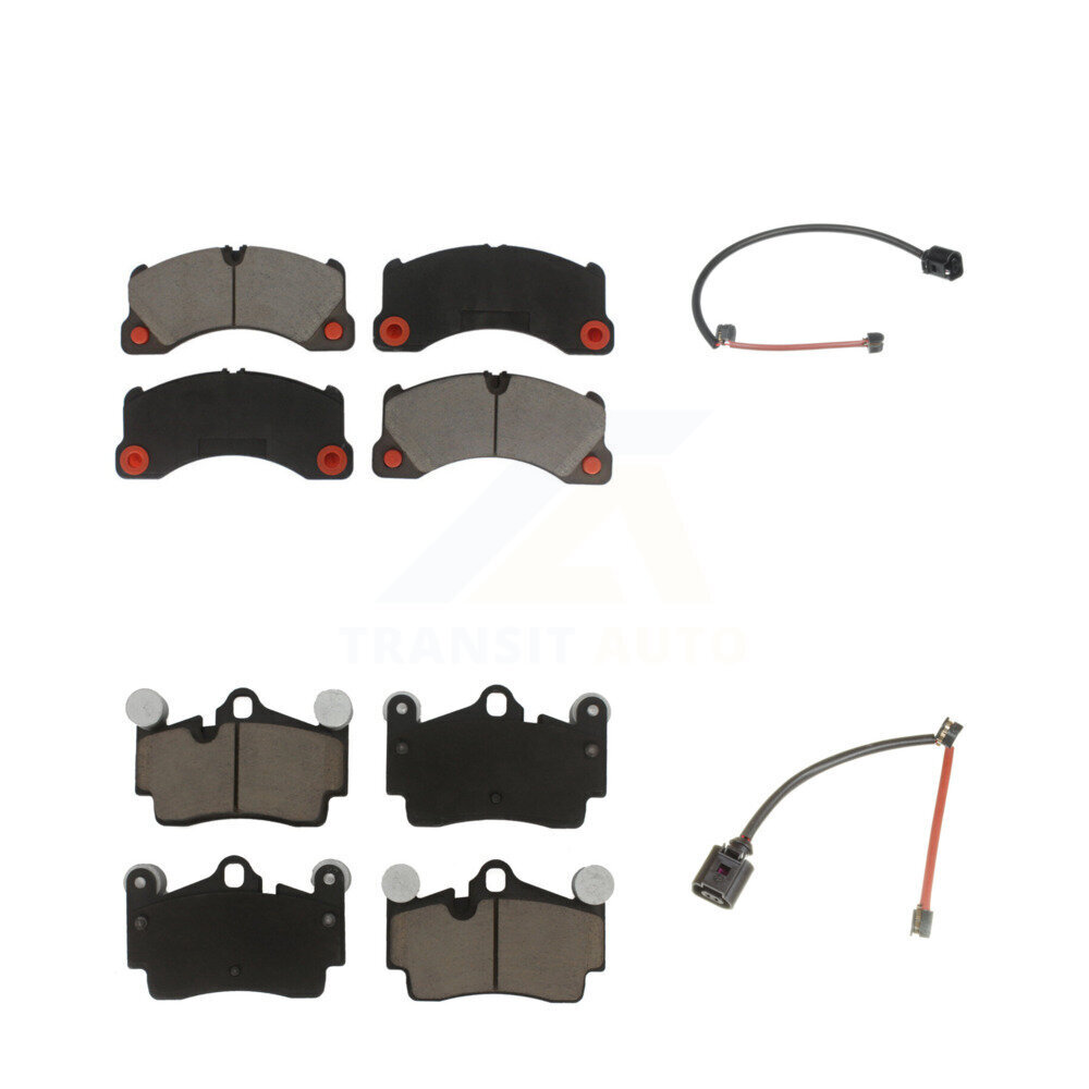 Front Rear Ceramic Disc Brake Pads And Wear Sensors Kit For Porsche Cayenne KCW-101293