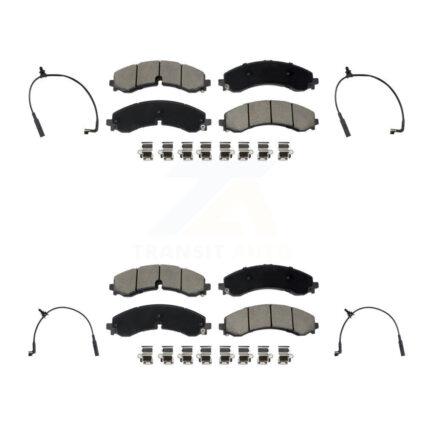 Front Rear Ceramic Brake Pad & Wear Sensor Kit For GMC Chevrolet Sierra 2500 HD Silverado KCW-101313
