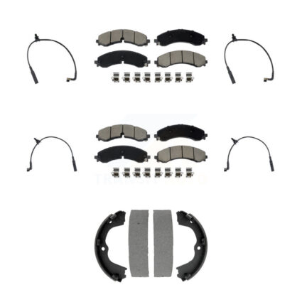 Front Rear Ceramic Brake Pads Wear Sensor Kit (7Pc) For GMC Chevrolet Sierra 2500 HD 3500 KCW-101360