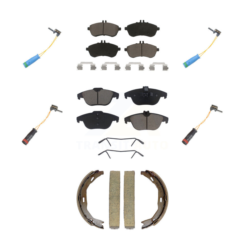 Front Rear Ceramic Disc Brake Pads Wear Sensor Kit (7Pc) For 2012 Mercedes-Benz C250 1.8L KCW-101363