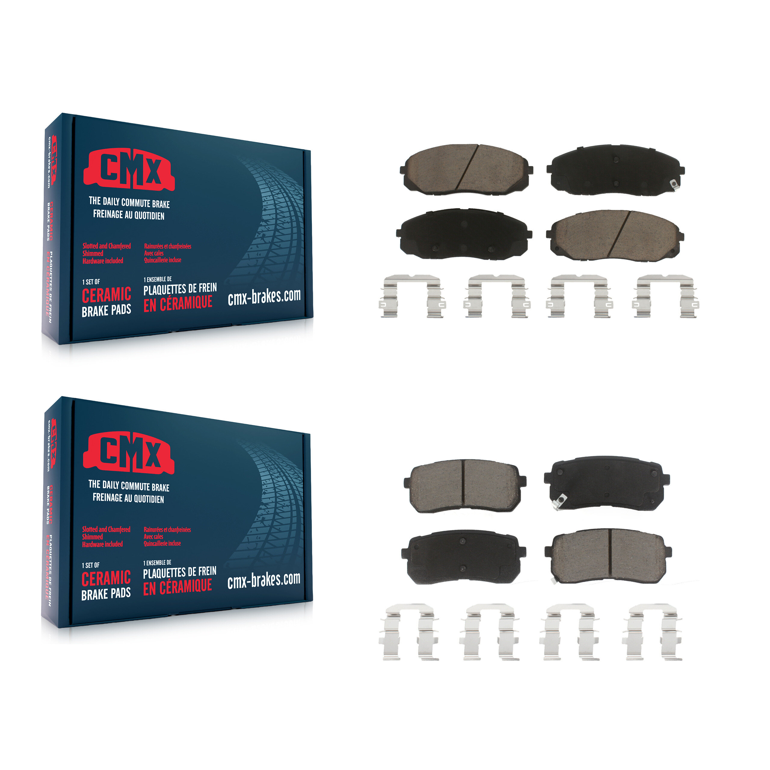 Front Rear Ceramic Brake Pads Kit For 2015-2021 Kia Sedona KCX-100055