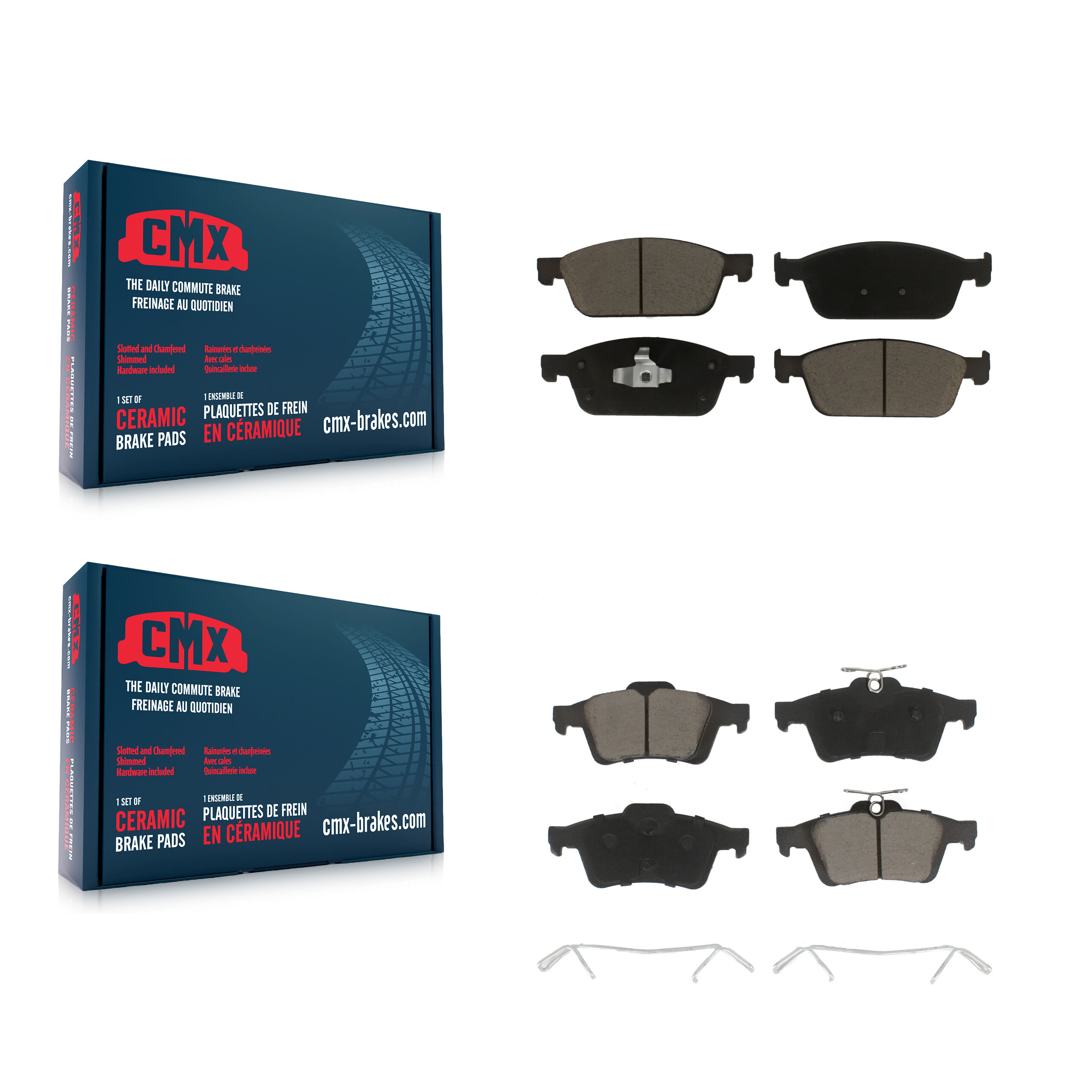 Front Rear Ceramic Brake Pads Kit For Ford Escape Transit Connect KCX-100088